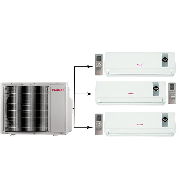 Мульти сплит-система на 3 комнаты Pioneer 3MSHD24A/KRMS07A*3шт — изображение 4
