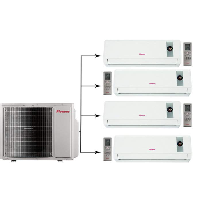 Мульти сплит-система на 4 комнаты Pioneer 4MSHD28A/KRMS07A*4шт — изображение 4