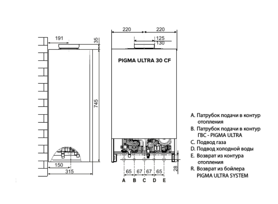Настенный газовый котел 28 кВт Chaffoteaux Pigma ULTRA 30 CF — изображение 4