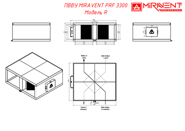 Приточно-вытяжная вентиляционная установка MIRAVENT PRF 3300 E (с электрическим калорифером) — изображение 5
