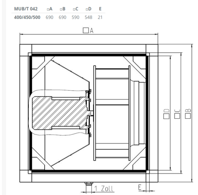 Жаростойкий кухонный вентилятор Systemair MUB/T 042 500D4 — изображение 2