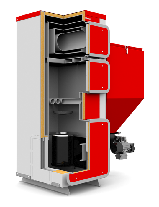 Твердотопливный котел Heiztechnik Q Eko Duo Lux 65 кВт | Бункер 600 л Поворотная горелка OBR — изображение 2