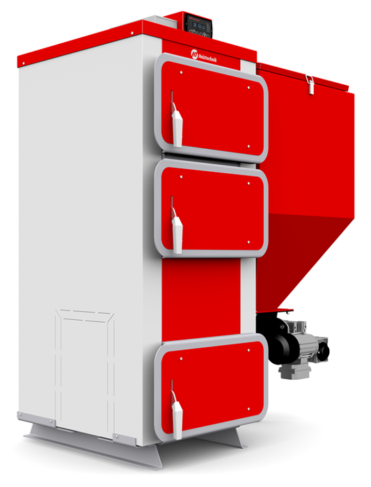 Твердотопливный котел Heiztechnik Q Eko Lux 35 кВт | Бункер 400 л Поворотная горелка OBR