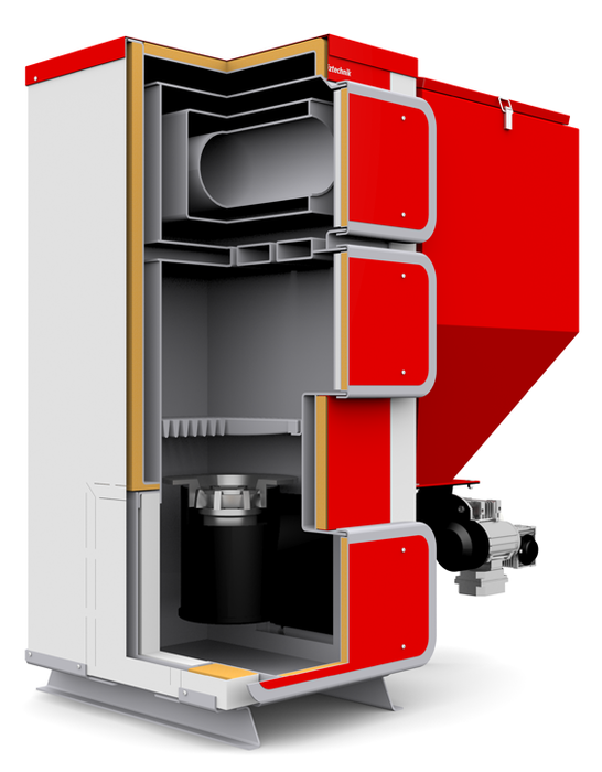Твердотопливный котел Heiztechnik Q Eko Lux 55 кВт | Бункер 600 л Поворотная горелка OBR — изображение 2