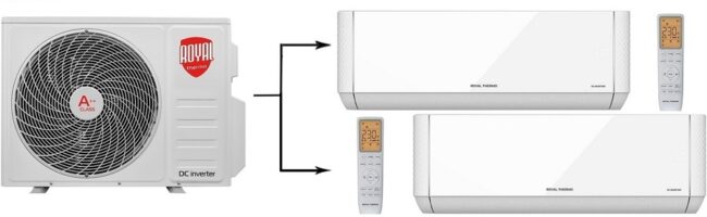 Внешний блок мульти сплит-системы на 2 комнаты Royal Thermo RTFMO-14H2N8/RTFMI-07HN8/white*2
