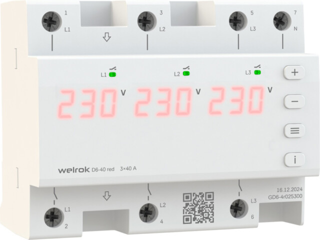 Реле напряжения Welrok D6-40 red