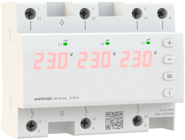 Реле напряжения Welrok D6-50 red