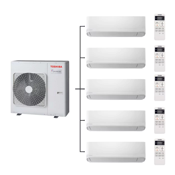 Внешний блок мульти сплит-системы на 5 комнат Toshiba RAS-5M34U2AVG-E/RAS-B07J2KVG-E*5шт — изображение 3