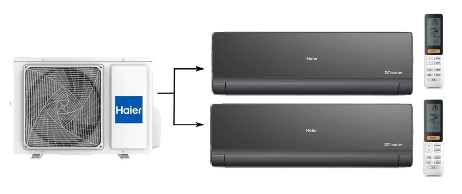 Мульти сплит система на 2 комнаты Haier 2U40S2SM1FA/AS09NS6ERA-B*2шт — изображение 4