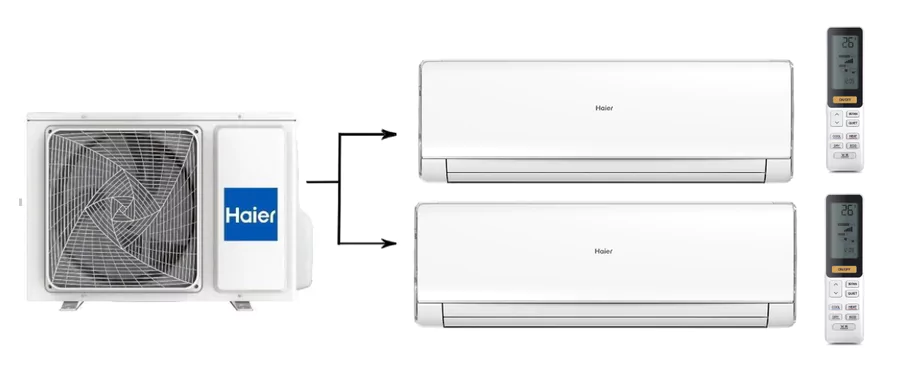 Мульти сплит система на 2 комнаты Haier 2U40S2SM1FA/AS09NS6ERA-W*2шт — изображение 4