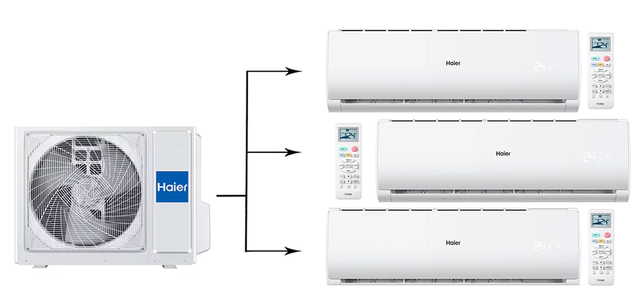 Мульти сплит система на 3 комнаты Haier 3U70S2SR5FA/AS18TS5HRA-M/AS07TS6HRA-M*2шт — изображение 4