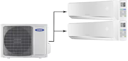 Мульти сплит система на 2 комнаты General Climate GU-M2E18H32/GC-ME09HR32 (WiFi)*2