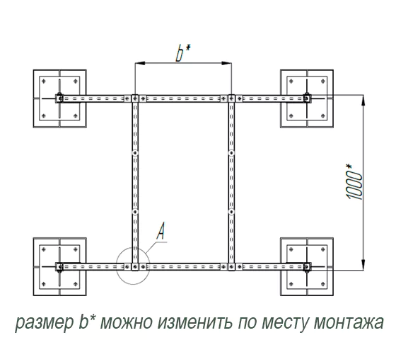 Подставка для кондиционера TMC Рама кровельная 1000x1000 (до 150 кг) — изображение 2
