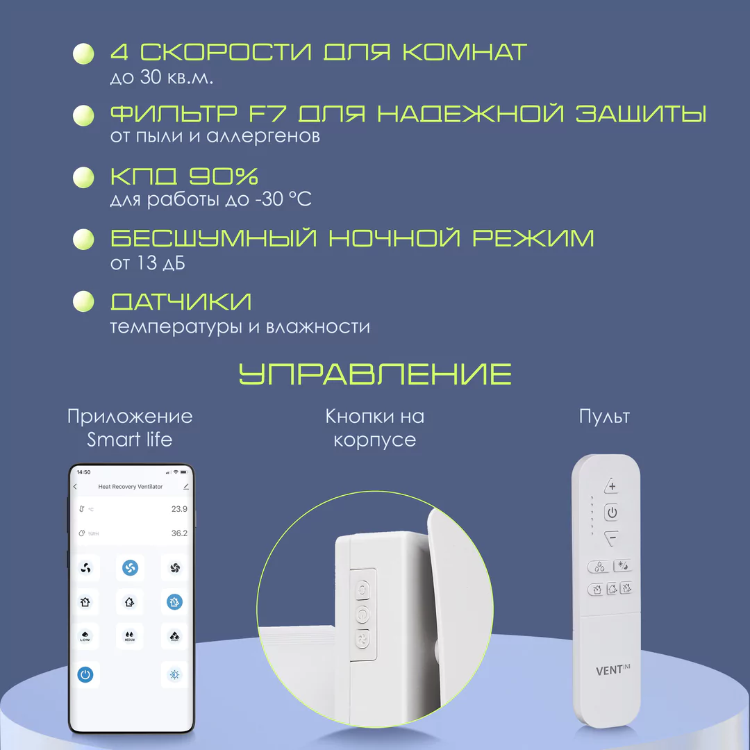 Рекуператор VENTini HRV-60-PLUS (B) скрытое подключение — изображение 9